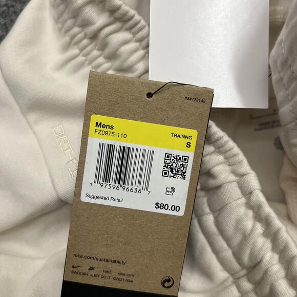 Nike Dri-FIT Pants Mens Small White Standard Fit Joggers Sweatpants FZ0975-110 - Picture 9 of 16